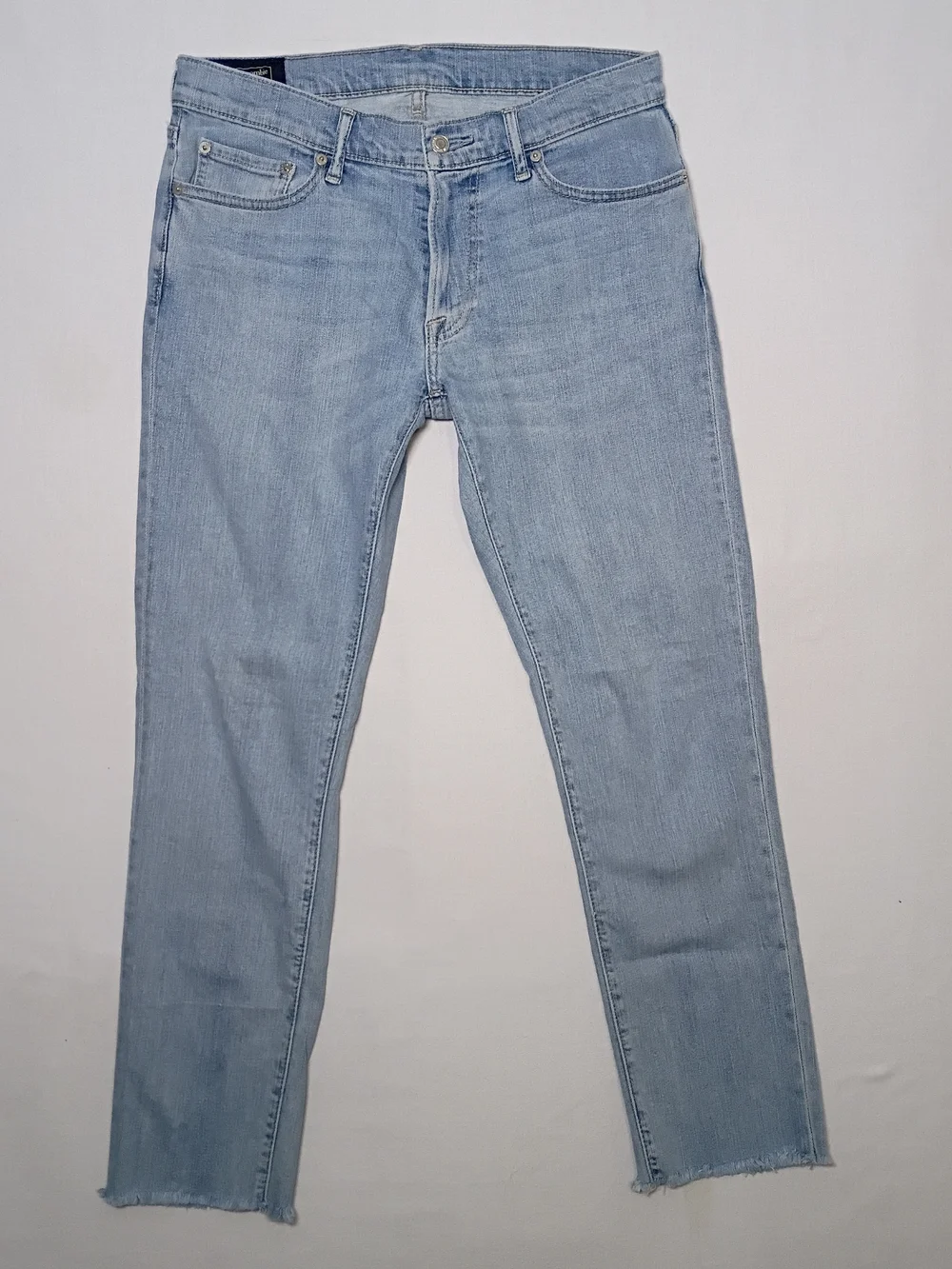 Abercrombie Fitch Mens Langdon Slim Stretch Jeans 32X29 Light Wash Denim Frayed